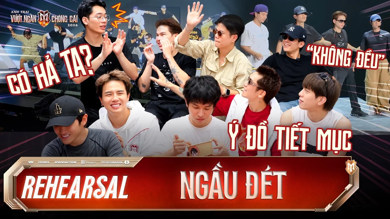 Các anh tài Anh Trai Vượt Ngàn Chông Gai 2026 trong buổi tổng duyệt trước concert ở TP.HCM
