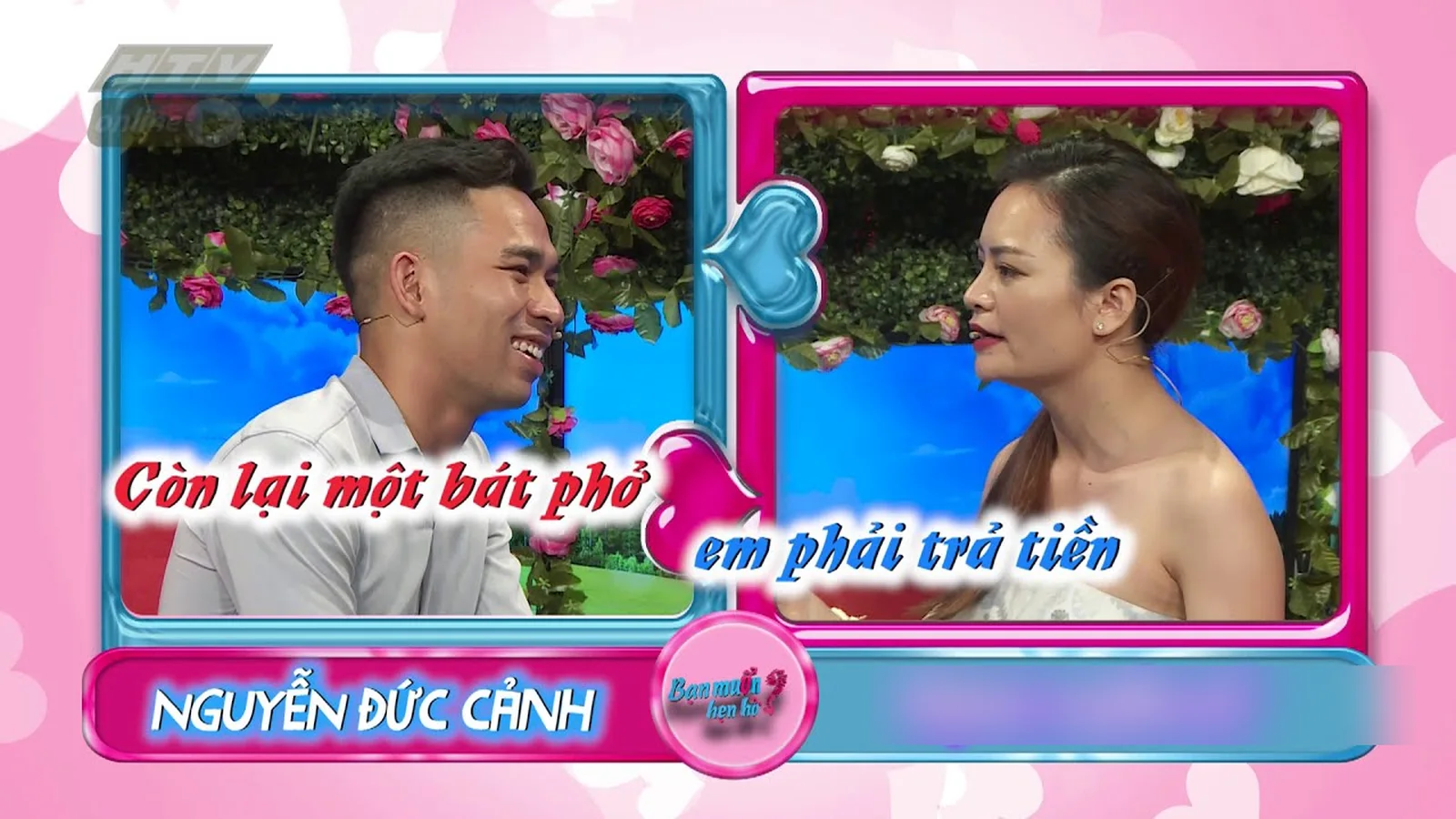 Đức Cảnh và cô gái được ghép đôi tranh luận chuyện chia tiền ba bát phở trong Bạn muốn hẹn hò năm 2019