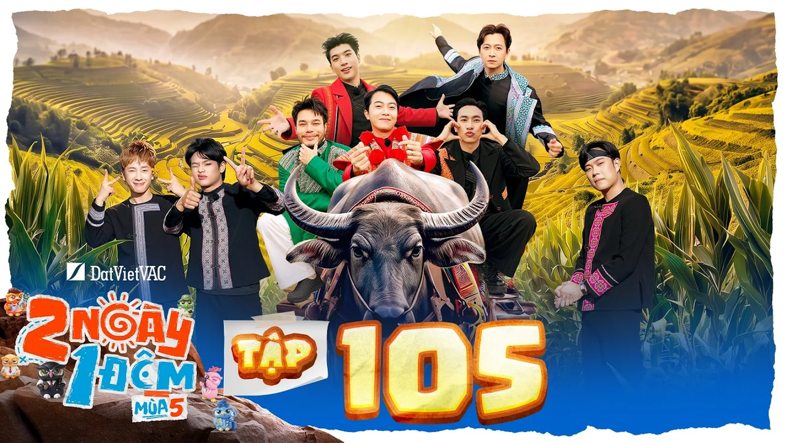 Dàn cast và khách mời 2 Ngày 1 Đêm mùa 5 tập 105 trên ruộng bậc thang Yên Bái