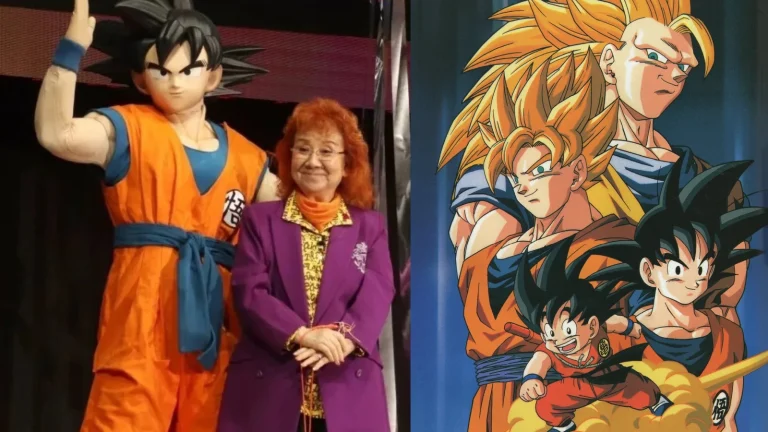 Masako Nozawa, cụ bà 89 tuổi lồng tiếng Goku, đứng cạnh tượng Goku